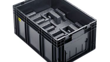 R-KLT container with ESD safe EPP foam insert