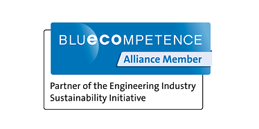 Blue competence label logo