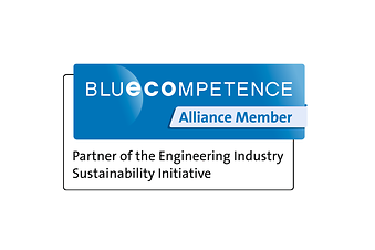 Blue competence label logo