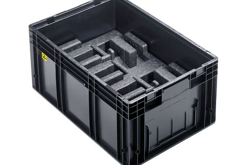 R-KLT container with ESD safe EPP foam insert