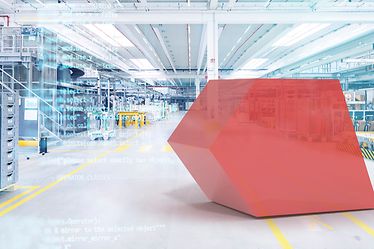 Het Warehouse Management Systeem vanuit het perspectief van een persoon die zijn telefoon op het magazijn richt