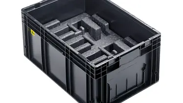 R-KLT container with ESD safe EPP foam insert