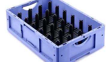 LTB container with custom made insert (milled baseplate with extruded pins)