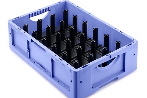 LTB container with custom made insert (milled baseplate with extruded pins)