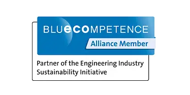 Blue competence label logo
