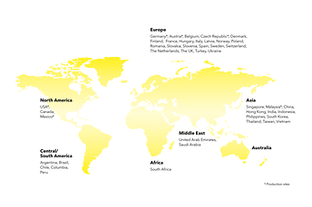 Wereldkaart locaties SSI SCHÄFER