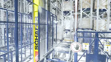 SSI Exyz inside the high bay cold storage warehouse