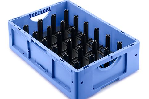 LTB container with custom made insert (milled baseplate with extruded pins)