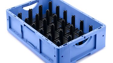 LTB container with custom made insert (milled baseplate with extruded pins)