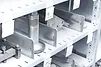 Rayonnage modulaire R 3000, avec tablettes ZB et séparateurs TRF