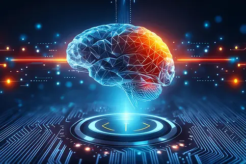 Firefly Bilderkennung, Lichtstimmung dunkel blau mit leuchtetenden gelben und roten Akzenten 70365