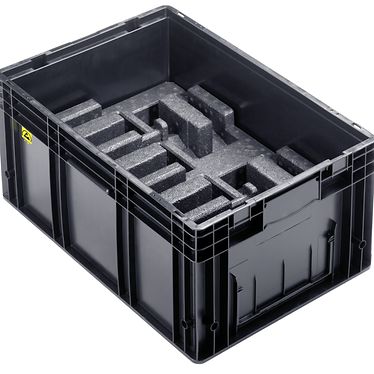 R-KLT container with ESD safe EPP foam insert