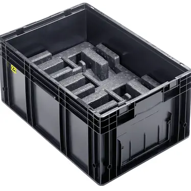 R-KLT container with ESD safe EPP foam insert