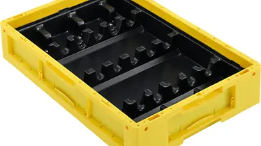 LTB container with vacuum-formed insert